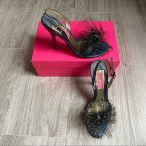 Betsey Johnson Charline Tulle Heels Gold